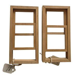 2 Vintage Wooden Double Hung Window Opens Miniature Doll House Frame Sash Crafts